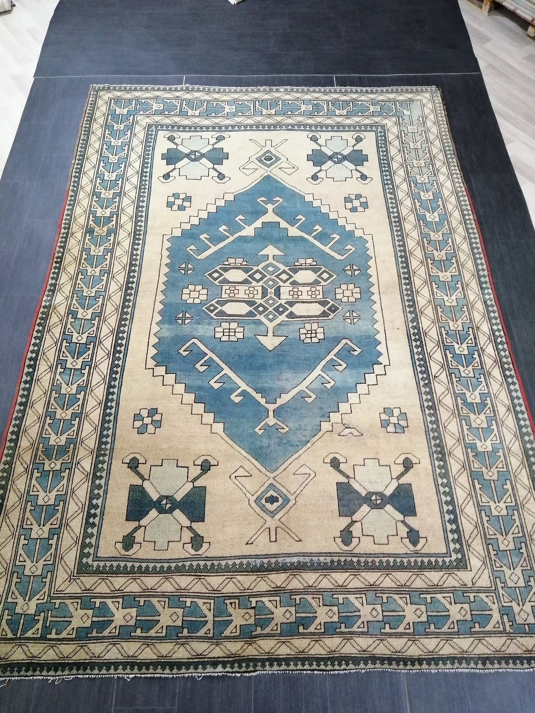 Blue Turkish Oushak Rug 7' 3" x 10' 7" Hand-Knotted | No. WR92234