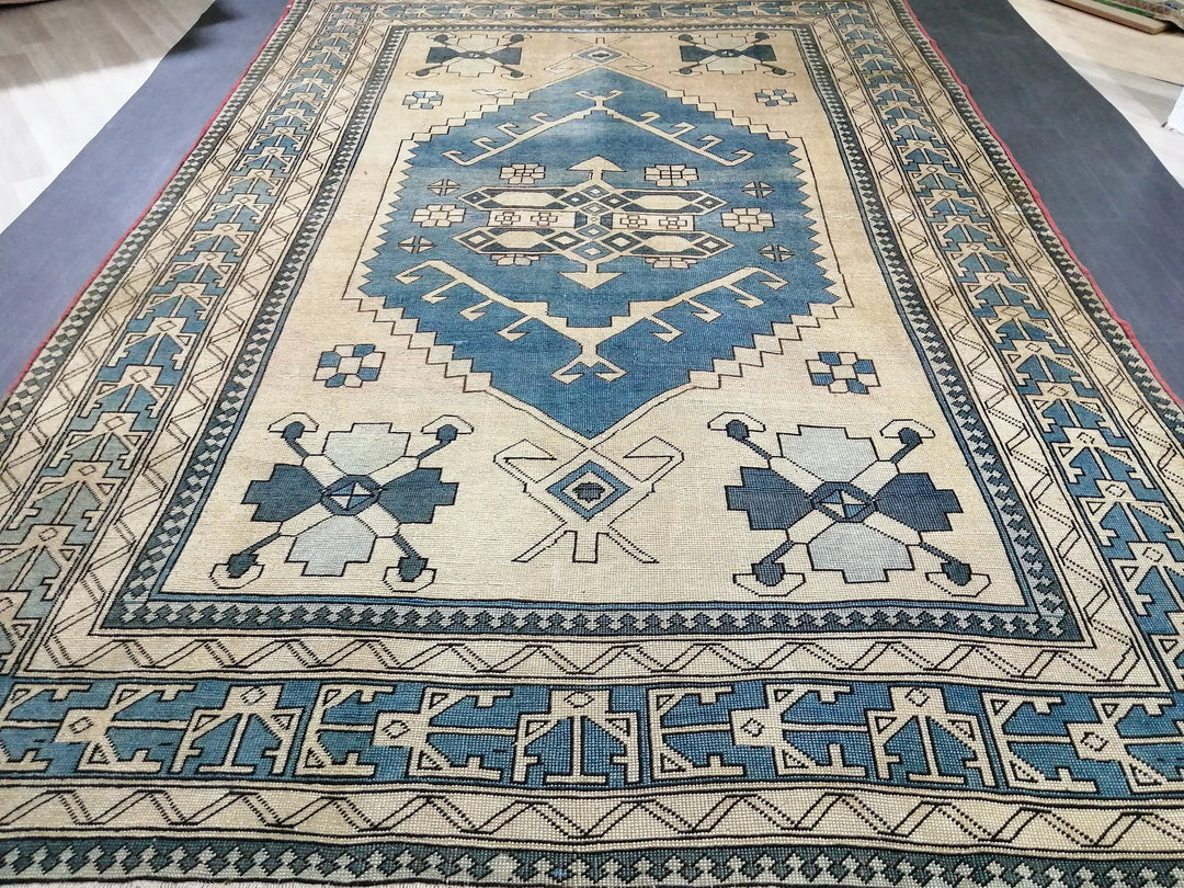 Blue Turkish Oushak Rug 7' 3" x 10' 7" Hand-Knotted | No. WR92234