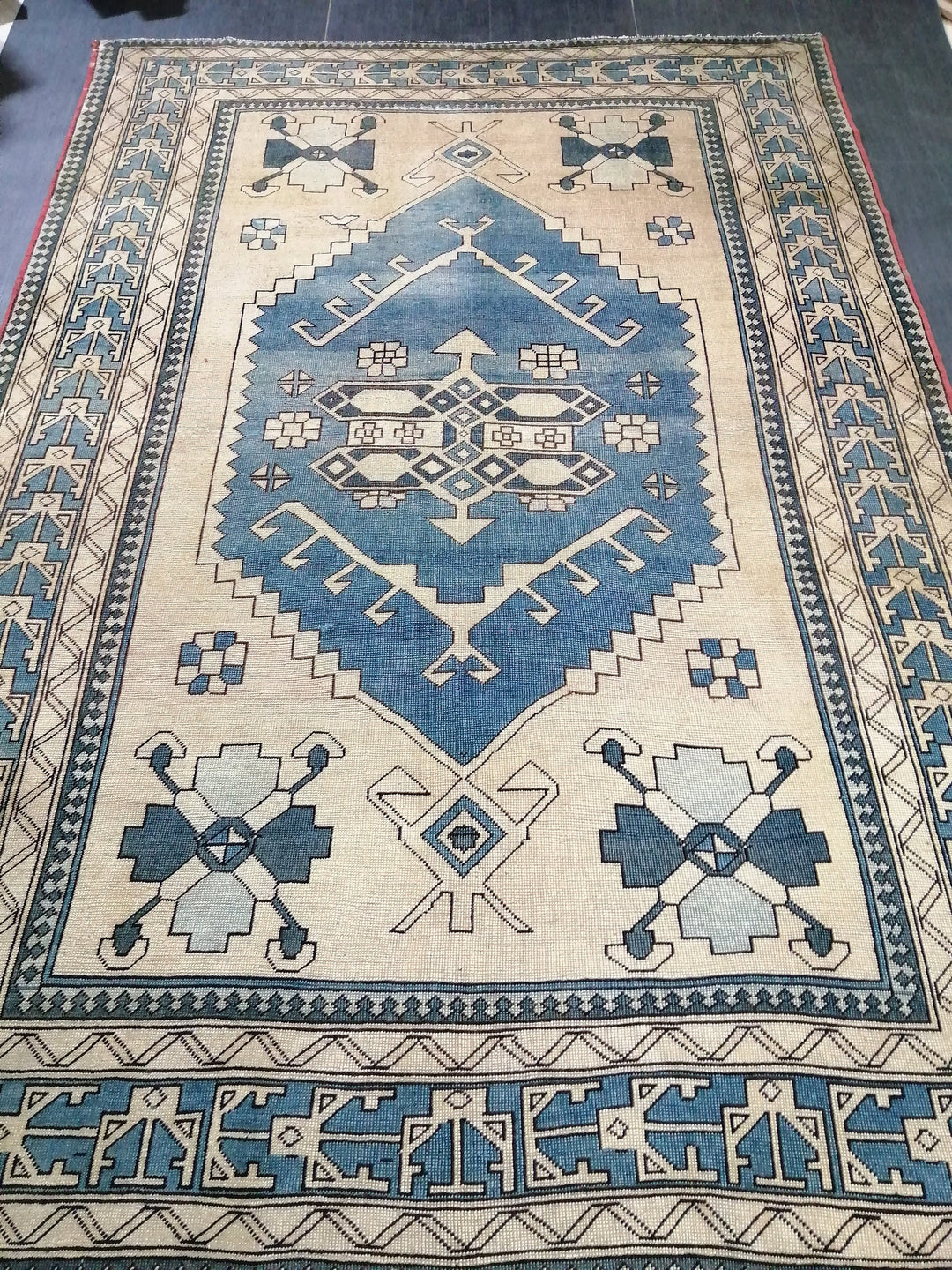 Blue Turkish Oushak Rug 7' 3" x 10' 7" Hand-Knotted | No. WR92234