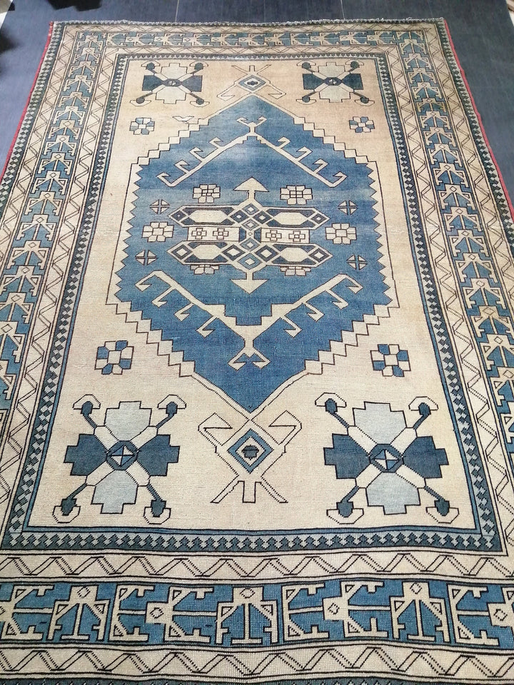 Blue Turkish Oushak Rug 7' 3" x 10' 7" Hand-Knotted | No. WR92234