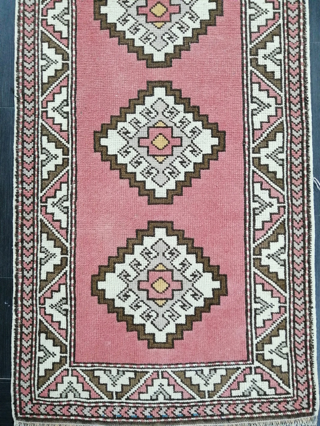 Pink Turkish Runner Rug 2' 9" x 12' 8" Hand-Knotted border