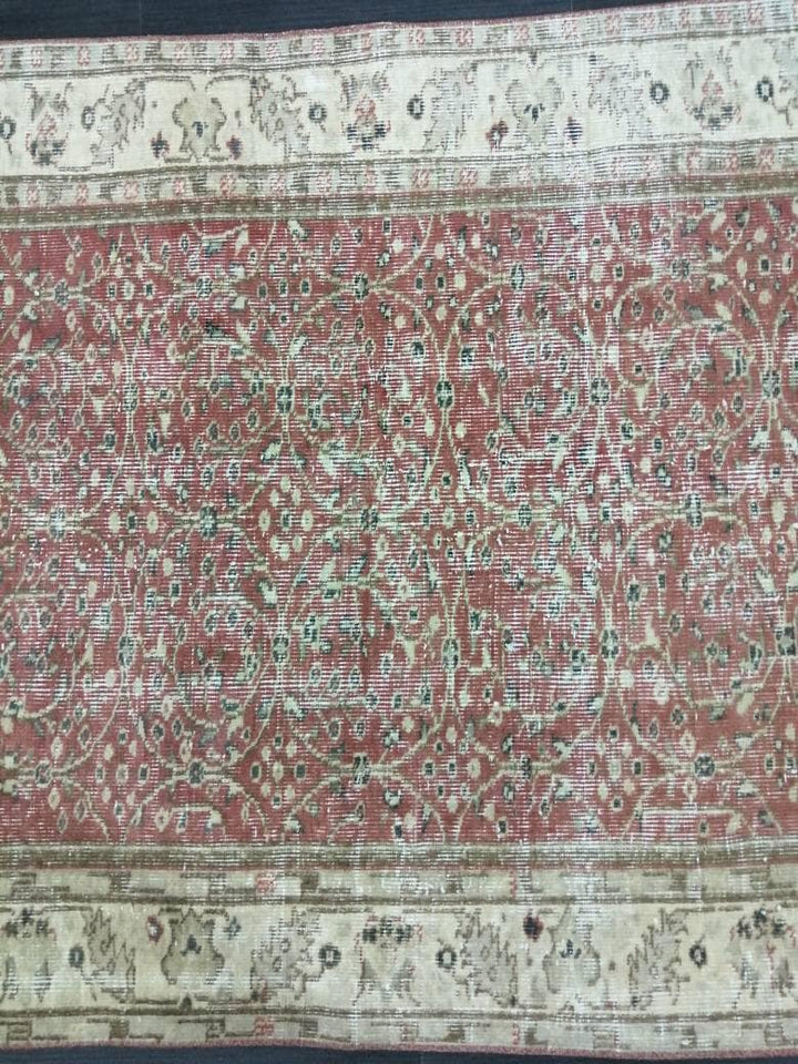 Rust Turkish Runner Rug 3' 8" x 6' 9" Hand-Knotted detail