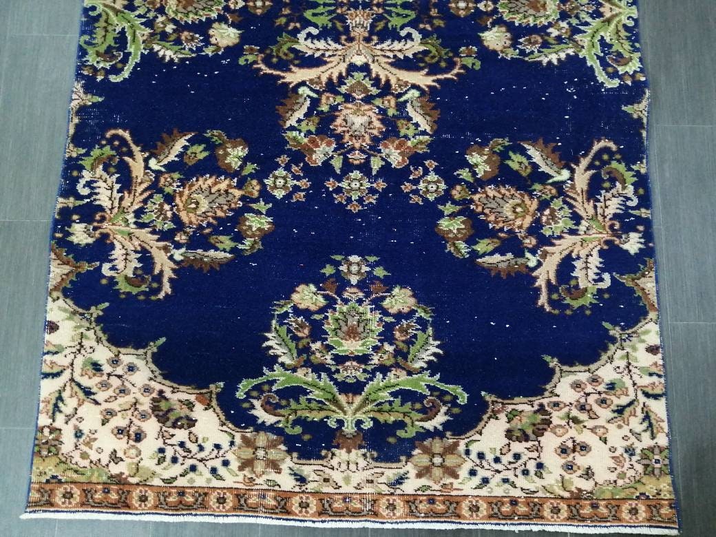 Blue Turkish Oushak Rug 4' 9" x 8' 6" Hand-Knotted | No. WR87623