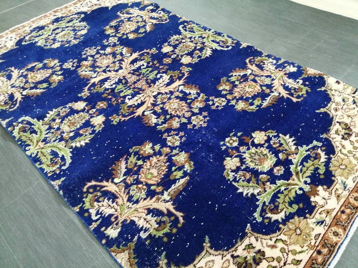 Blue Turkish Oushak Rug 4' 9" x 8' 6" Hand-Knotted | No. WR87623