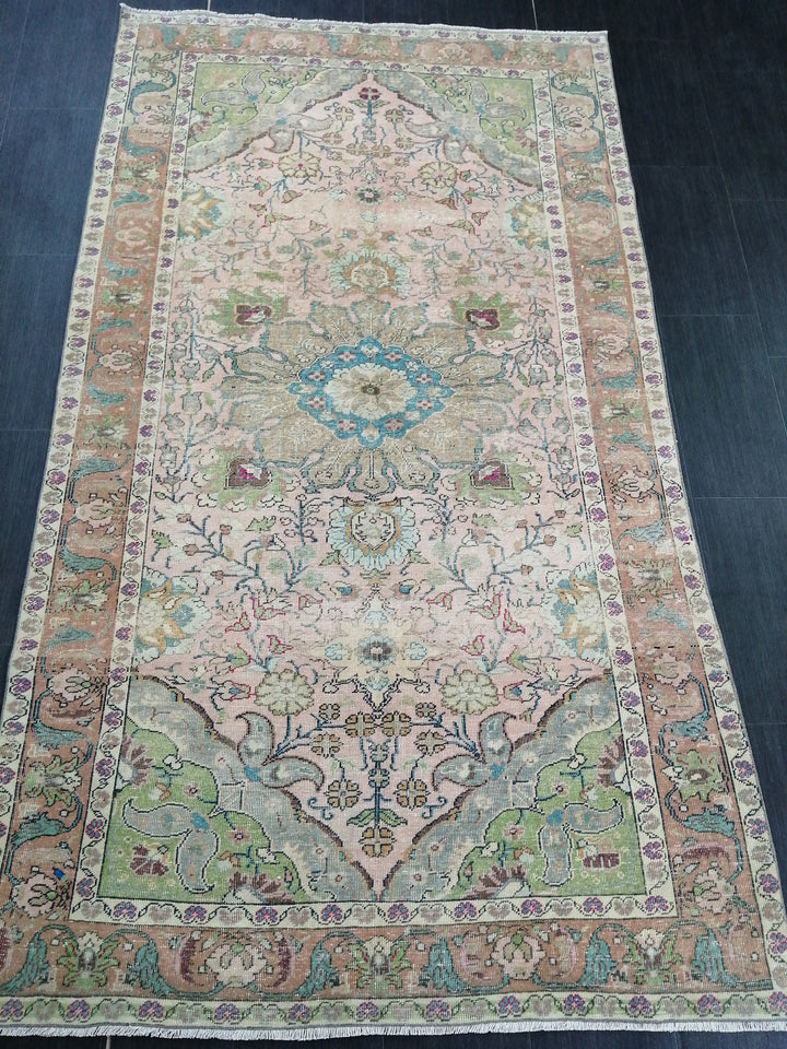 Rust Turkish Oushak Rug 4' 8" x 8' 3" Hand-Knotted detail