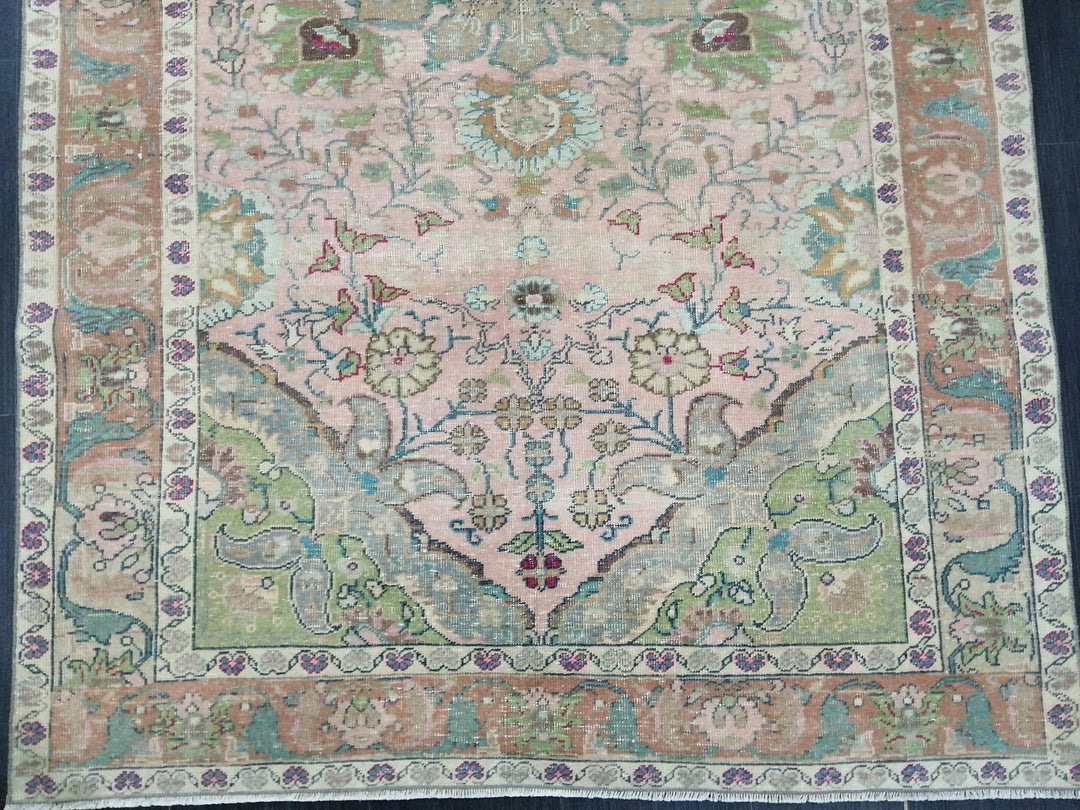 Rust Turkish Oushak Rug 4' 8" x 8' 3" Hand-Knotted field