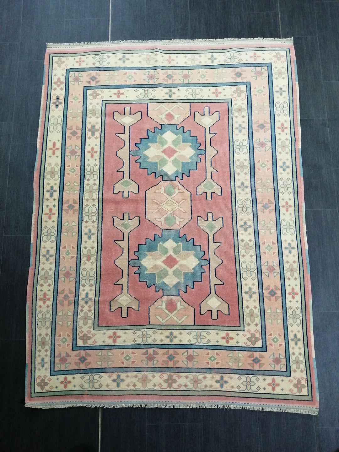 Pink Turkish Oushak Rug 4' 4" x 6' 3" Hand-Knotted view 9