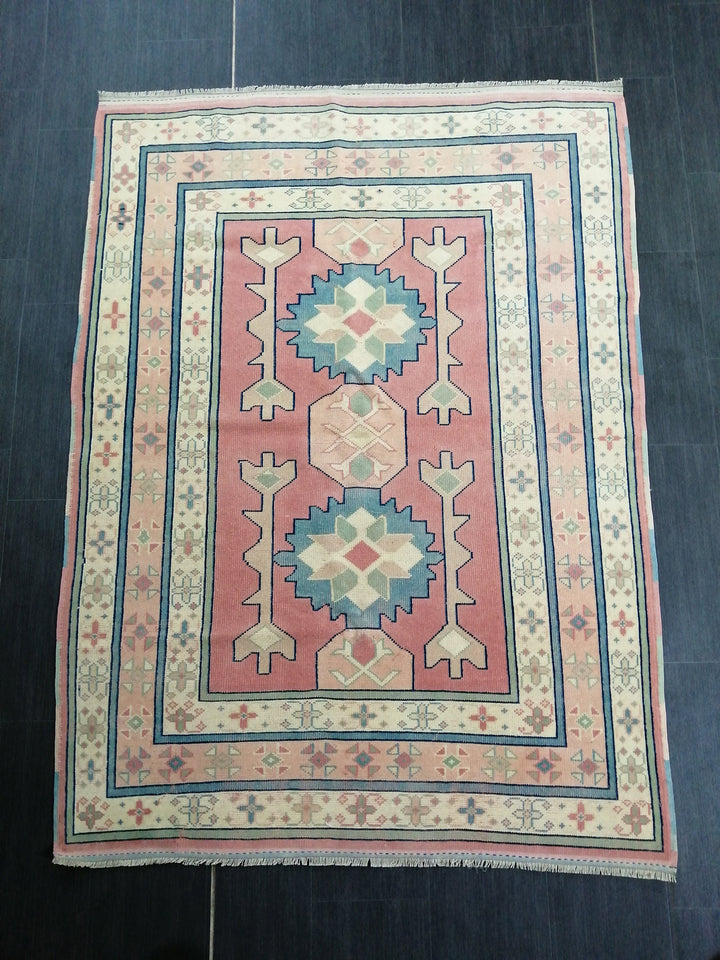 Pink Turkish Oushak Rug 4' 4" x 6' 3" Hand-Knotted view 9