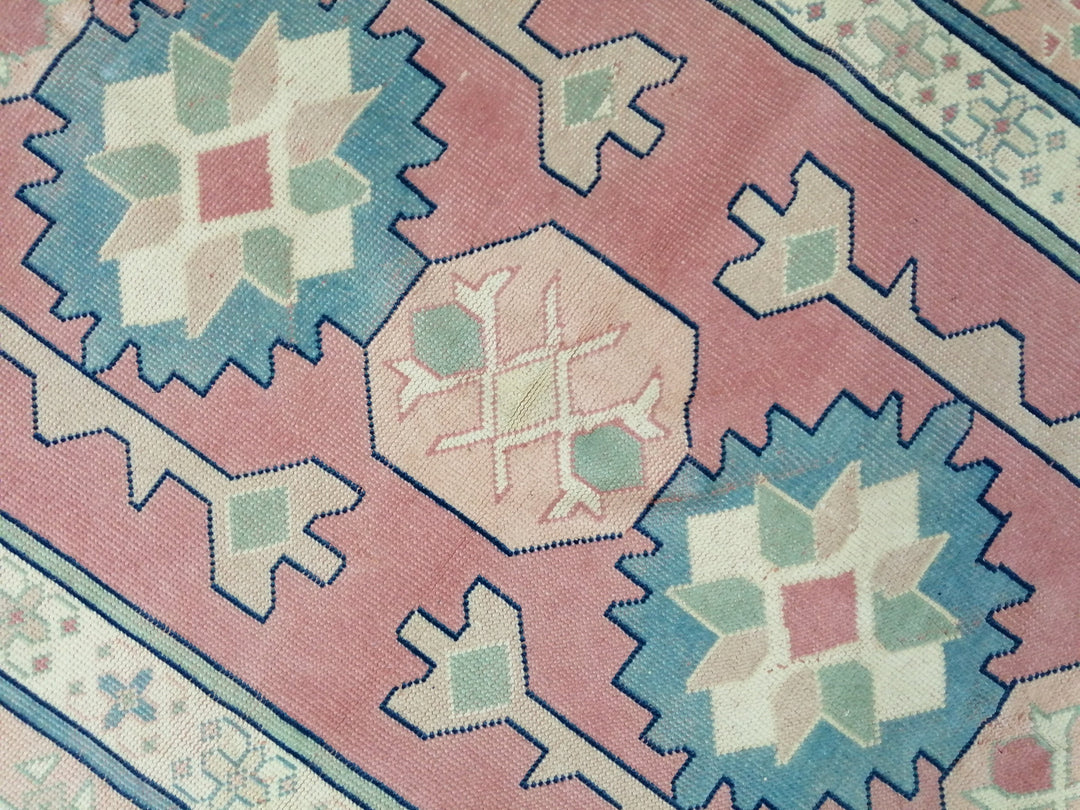 Pink Turkish Oushak Rug 4' 4" x 6' 3" Hand-Knotted border