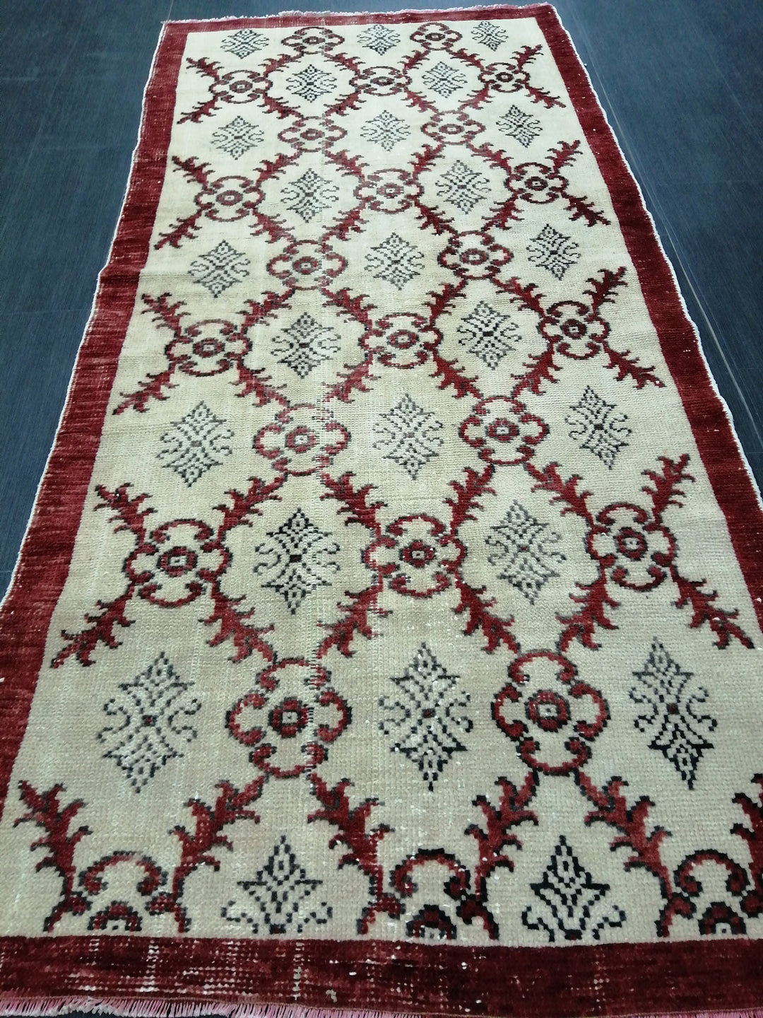 Tan Turkish Runner Rug 3' 1" x 6' 9" Hand-Knotted detail