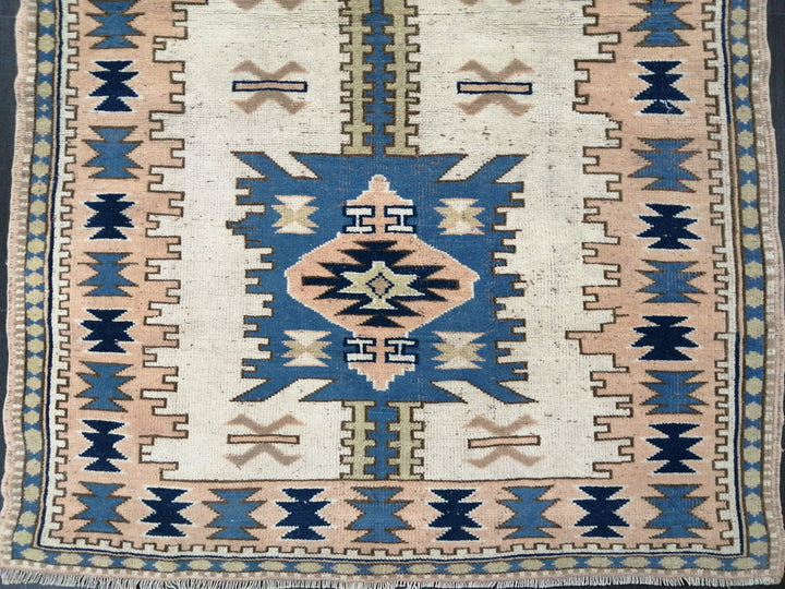 Blue Turkish Runner Rug 4' 2" x 6' 3" Hand-Knotted | No. WR89204