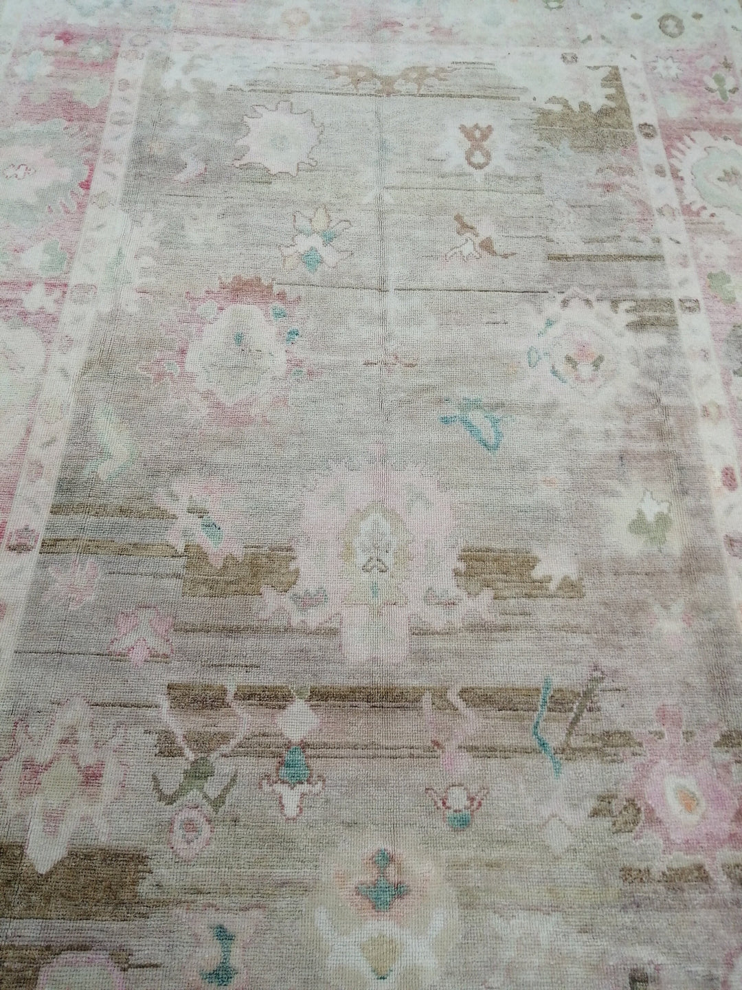 Beige Turkish Oushak Rug 9' x 13' 1" Hand-Knotted view 9
