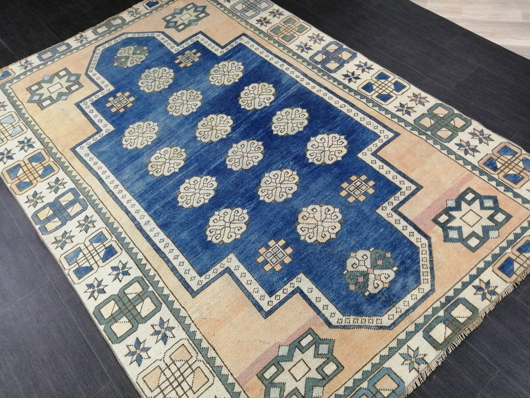 Blue Turkish Oushak Rug 5' 10" x 8' 3" Hand-Knotted | No. WR31247