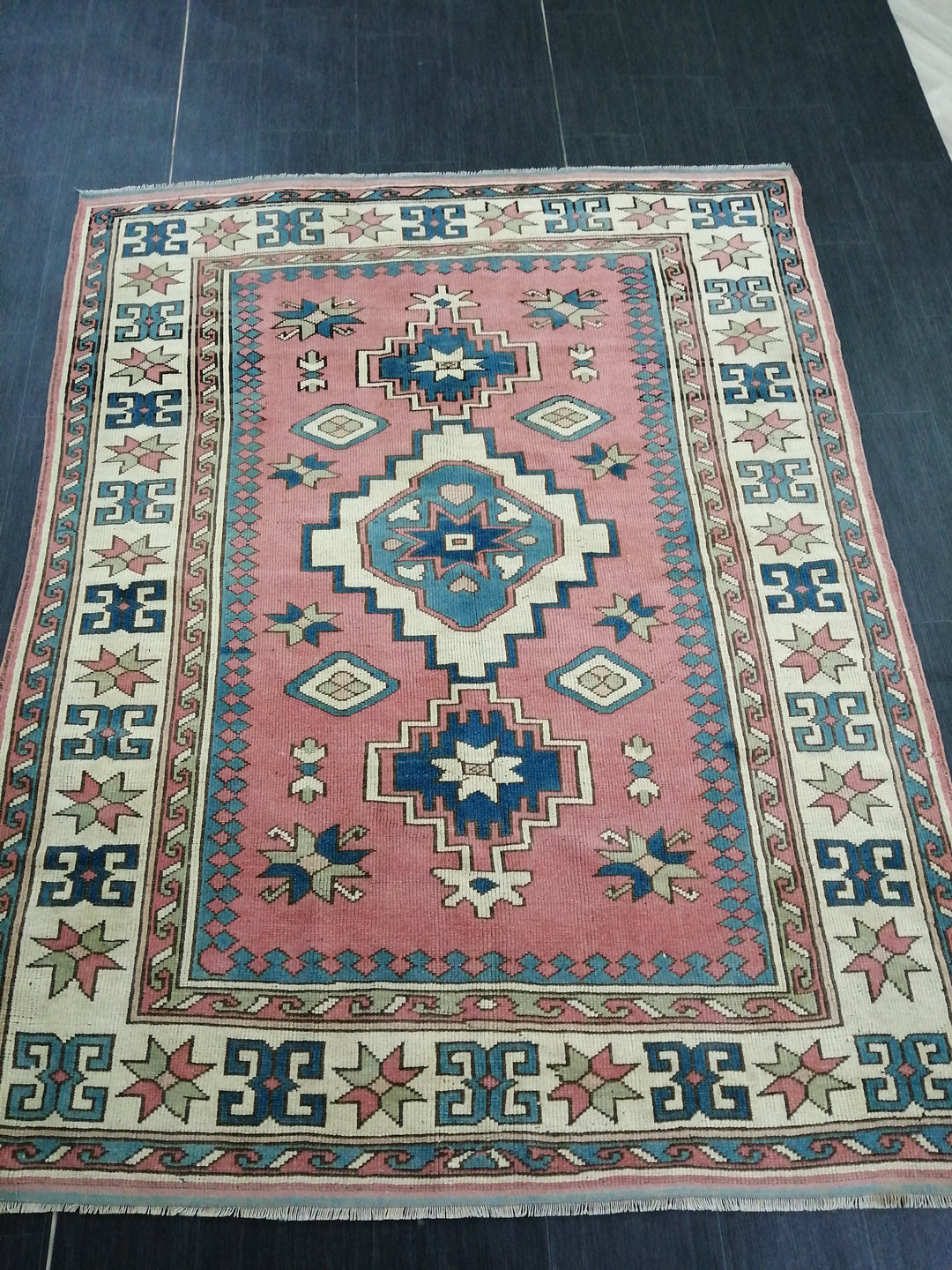 Blue Turkish Oushak Rug 5' 7" x 7' 3" Hand-Knotted | No. WR57883