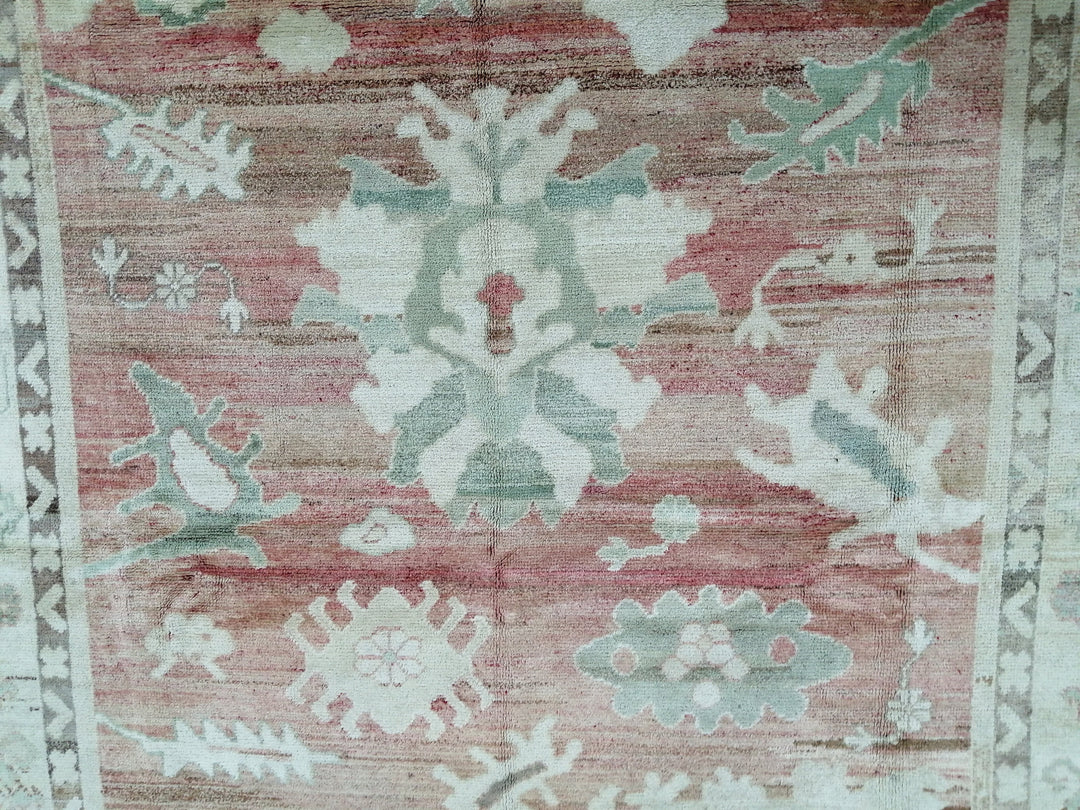 Beige Turkish Oushak Rug 8' 11" x 12' 7" Hand-Knotted field