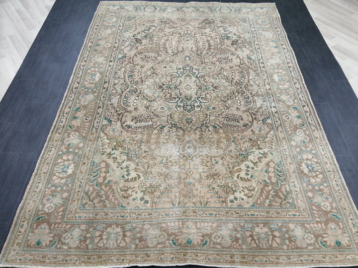 Beige Turkish Oushak Rug 6' 7" x 9' 3" Hand-Knotted view