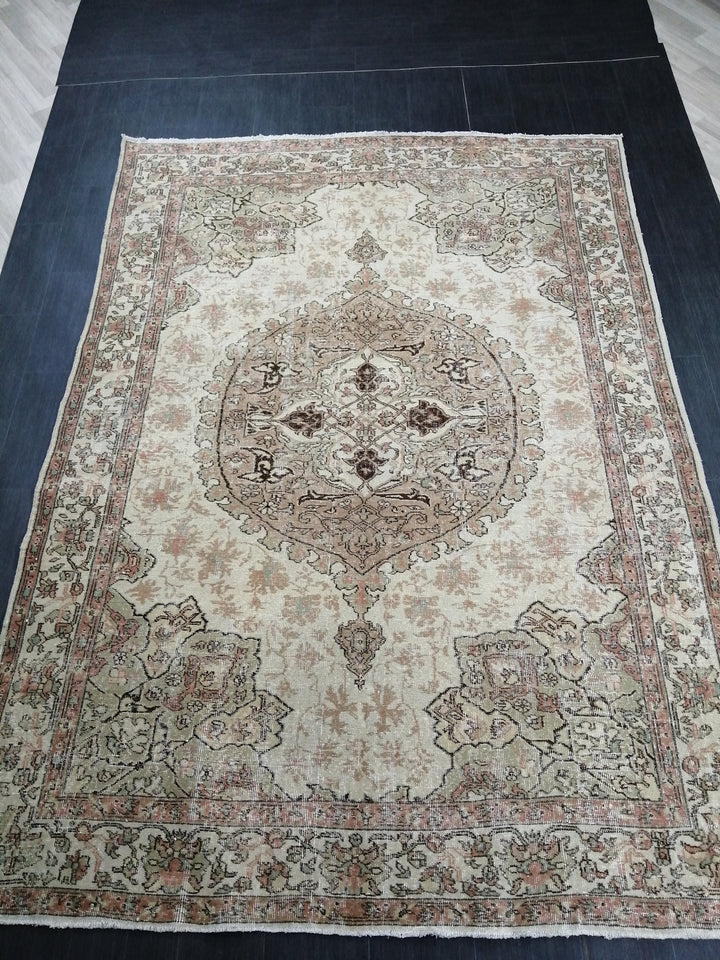 Beige Turkish Oushak Rug 7' x 9' 10" Hand-Knotted view