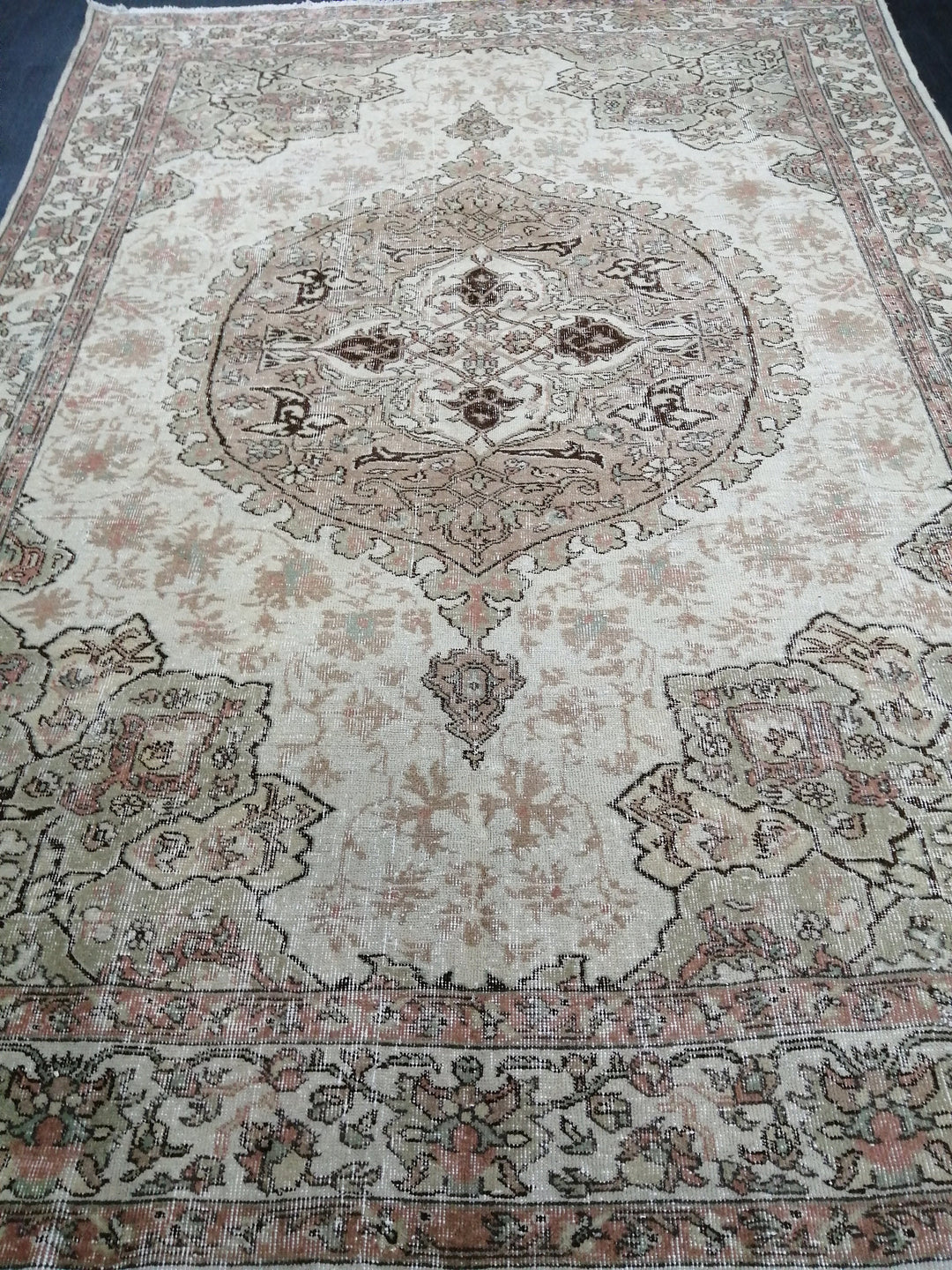 Beige Turkish Oushak Rug 7' x 9' 10" Hand-Knotted view 9