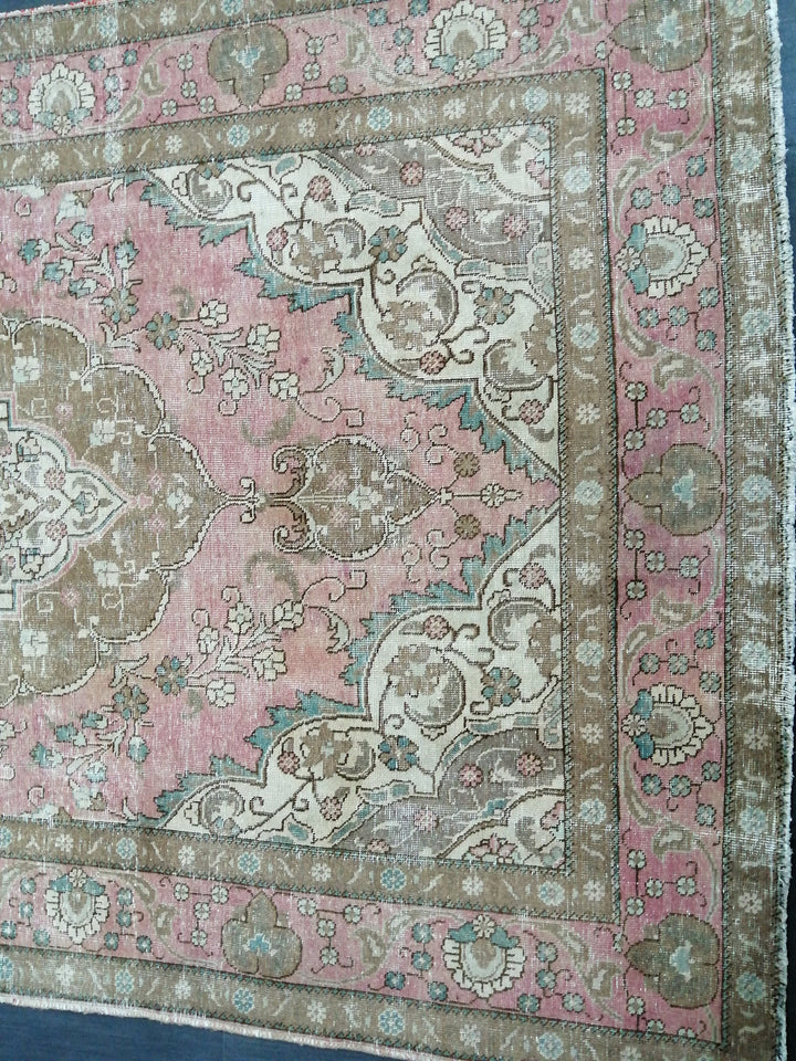 Pink Turkish Oushak Rug 6' 4" x 9' 7" Hand-Knotted view