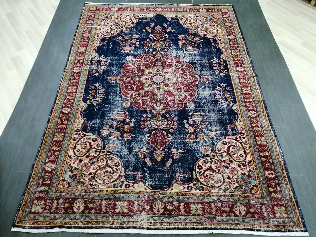 Blue Turkish Oushak Rug 6' 11" x 9' 11" Hand-Knotted | No. WR62676