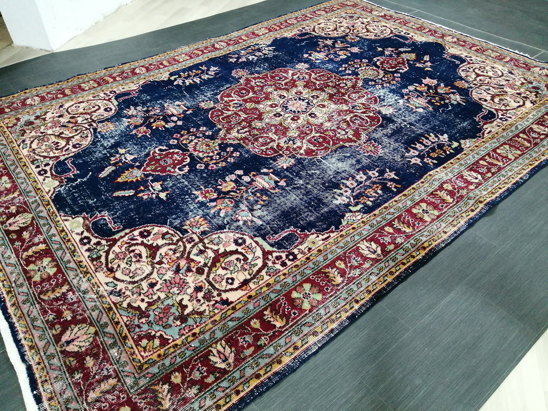 Blue Turkish Oushak Rug 6' 11" x 9' 11" Hand-Knotted | No. WR62676