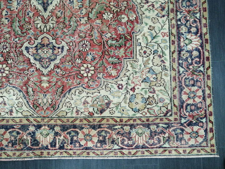 Beige Turkish Oushak Rug 6' 8" x 10' 4" Hand-Knotted | No. WR81332
