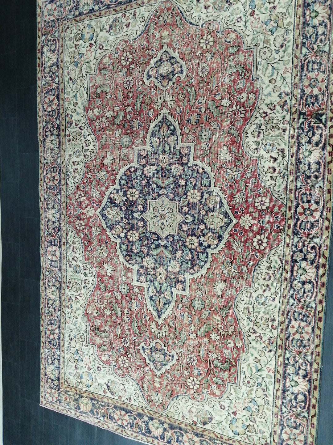 Beige Turkish Oushak Rug 6' 8" x 10' 4" Hand-Knotted | No. WR81332