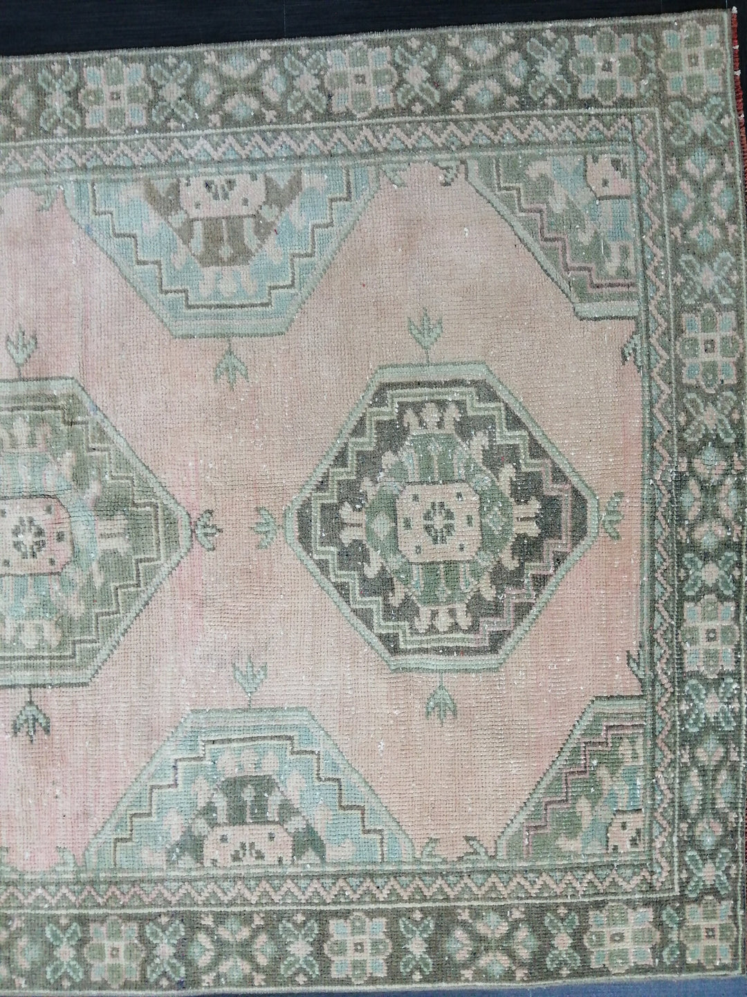 Turkish Runner Rug 4' x 10' 5" Hand-Knotted close-up