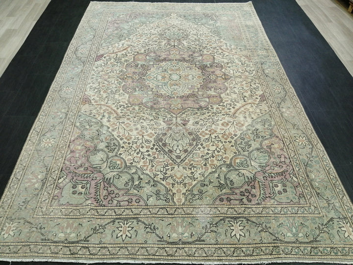 Beige Turkish Oushak Rug 6' 2" x 9' 4" Hand-Knotted view
