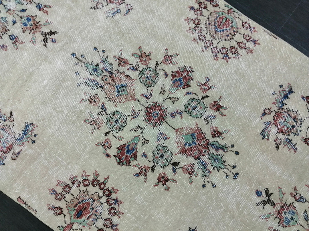 Beige Turkish Runner Rug 3' 10" x 11' 8" Hand-Knotted pattern