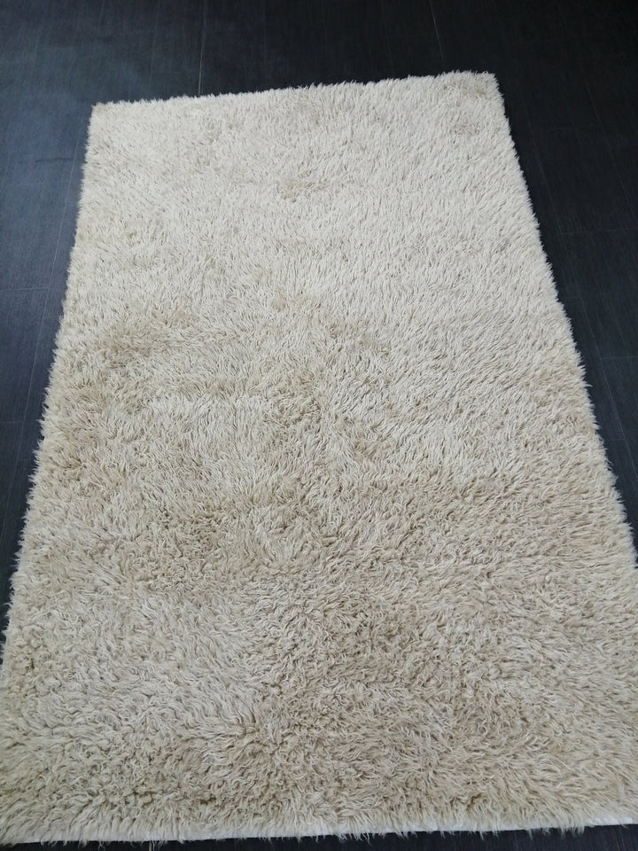 Tan Turkish Vintage Rug 5' x 7' 11" Hand-Knotted pattern
