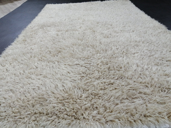 Tan Turkish Vintage Rug 5' x 7' 11" Hand-Knotted reverse
