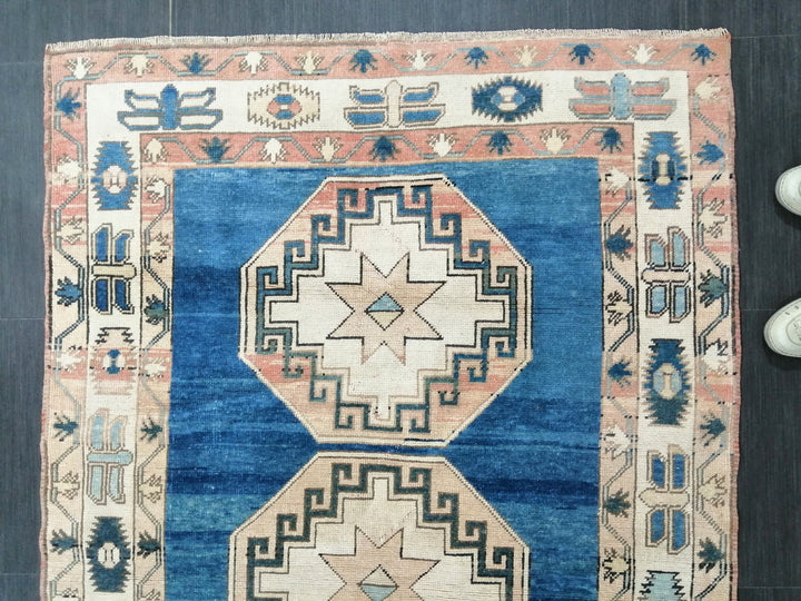 Blue Turkish Oushak Rug 4' 4" x 6' 7" Hand-Knotted | No. WR79946