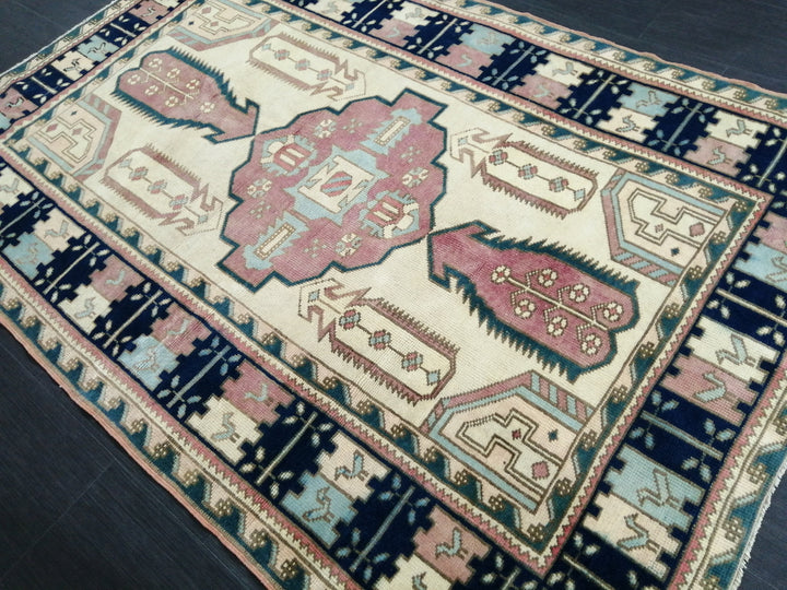 Blue Turkish Oushak Rug 4' 6" x 6' 9" Hand-Knotted | No. WR51958
