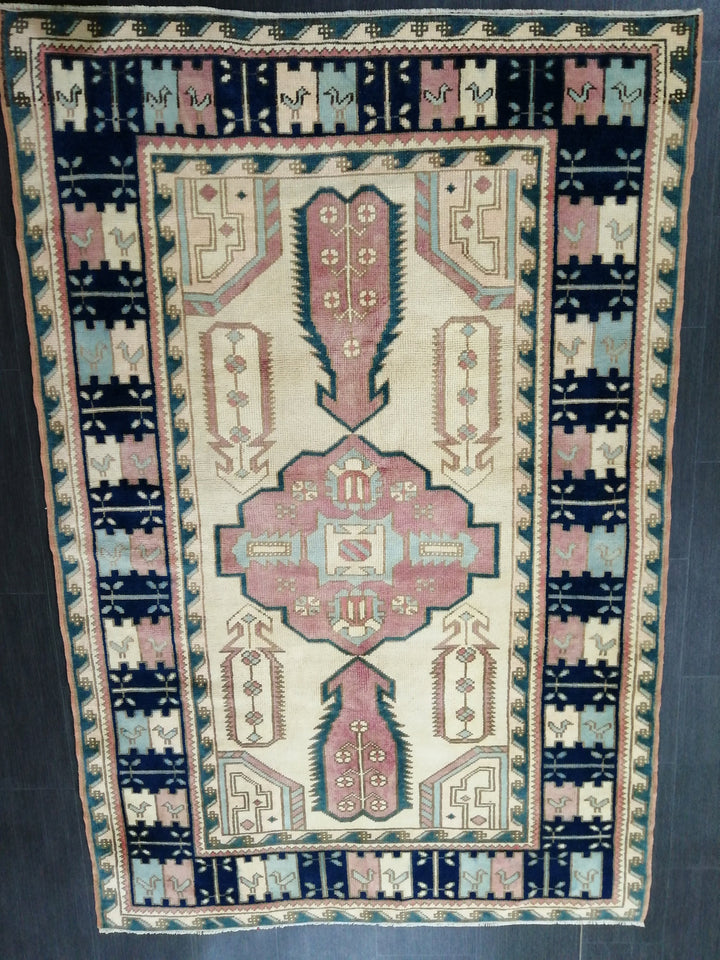 Blue Turkish Oushak Rug 4' 6" x 6' 9" Hand-Knotted | No. WR51958