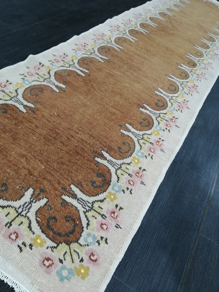 Turkish Runner Rug 2' 8" x 10' 7" Hand-Knotted reverse
