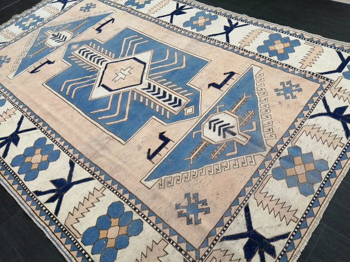 Blue Turkish Oushak Rug 6' 9" x 10' Hand-Knotted | No. WR37163