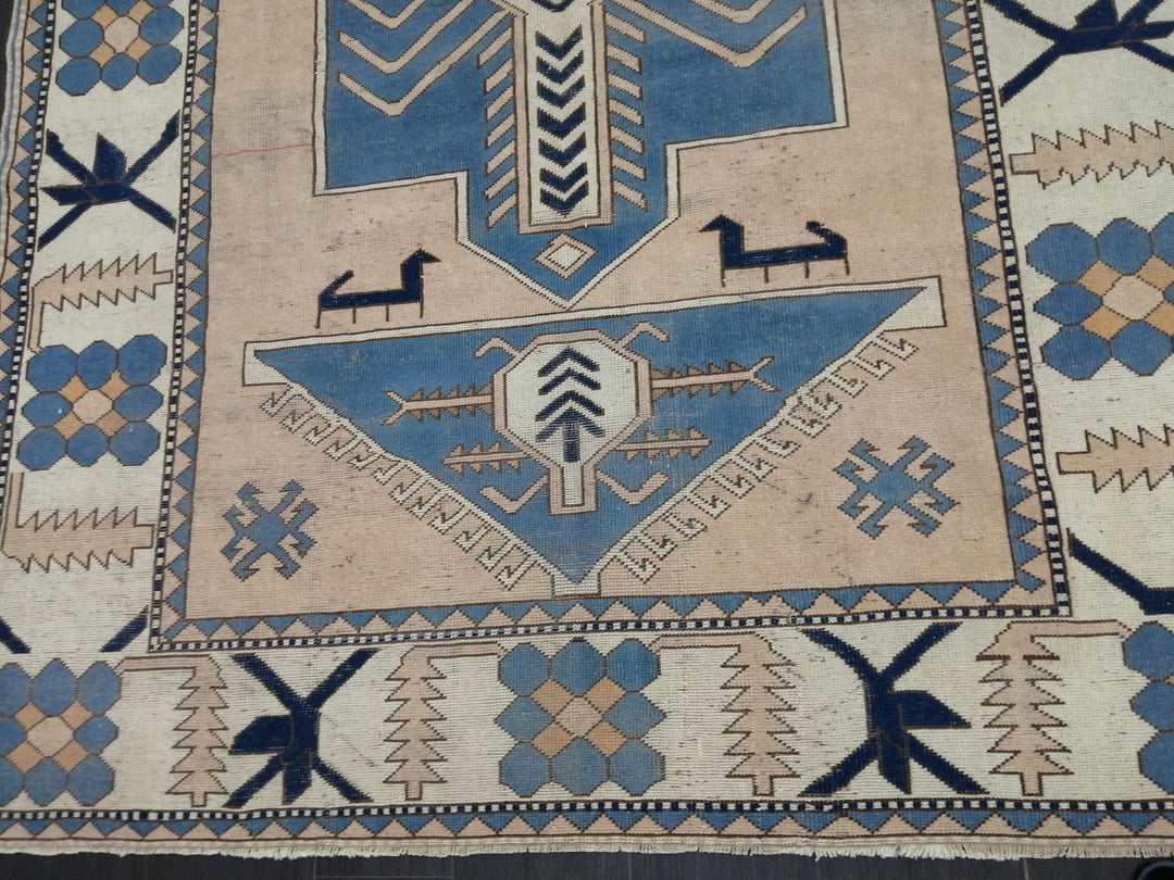 Blue Turkish Oushak Rug 6' 9" x 10' Hand-Knotted | No. WR37163