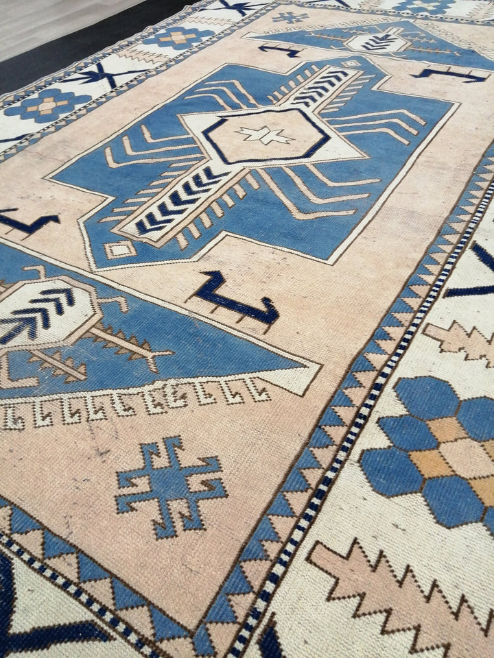 Blue Turkish Oushak Rug 6' 9" x 10' Hand-Knotted | No. WR37163