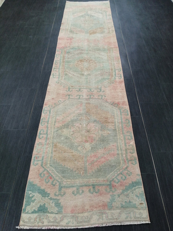 Rust Turkish Runner Rug 2' 6" x 11' Hand-Knotted close-up