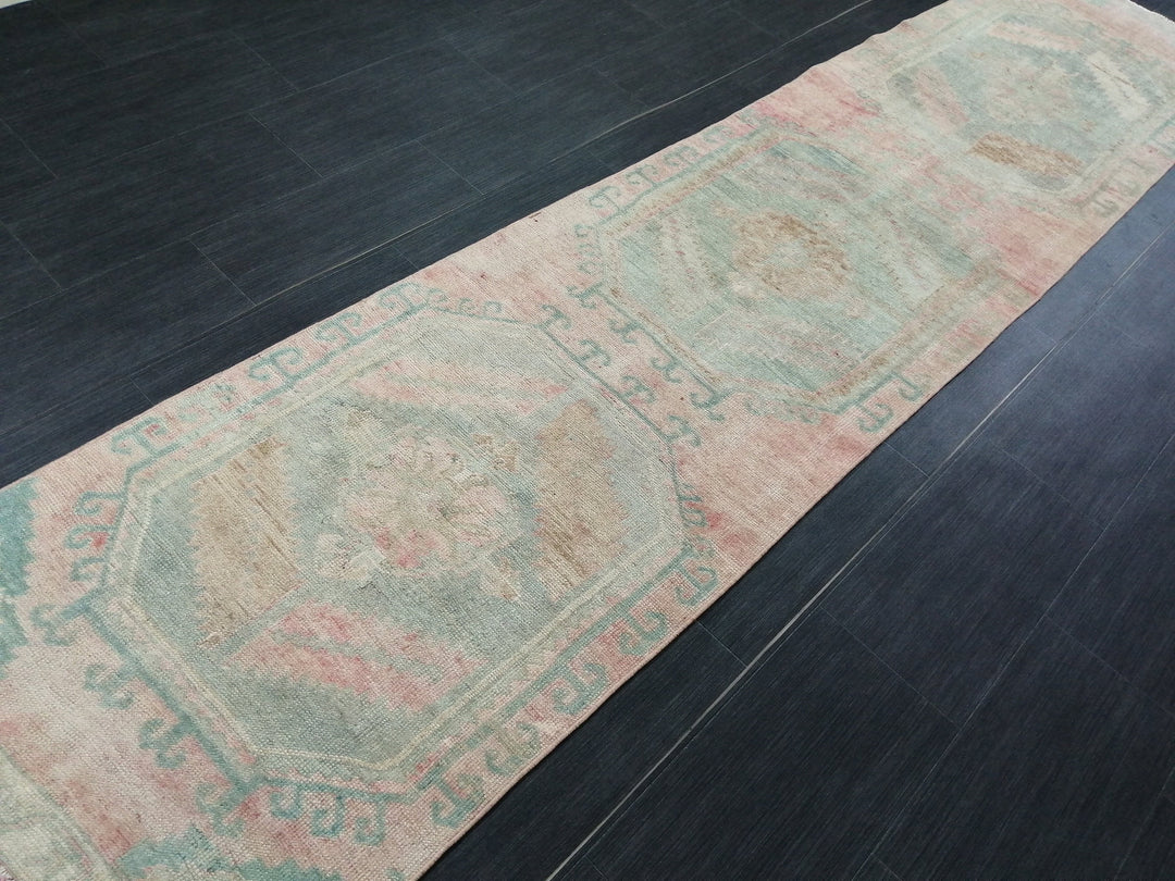 Rust Turkish Runner Rug 2' 6" x 11' Hand-Knotted texture