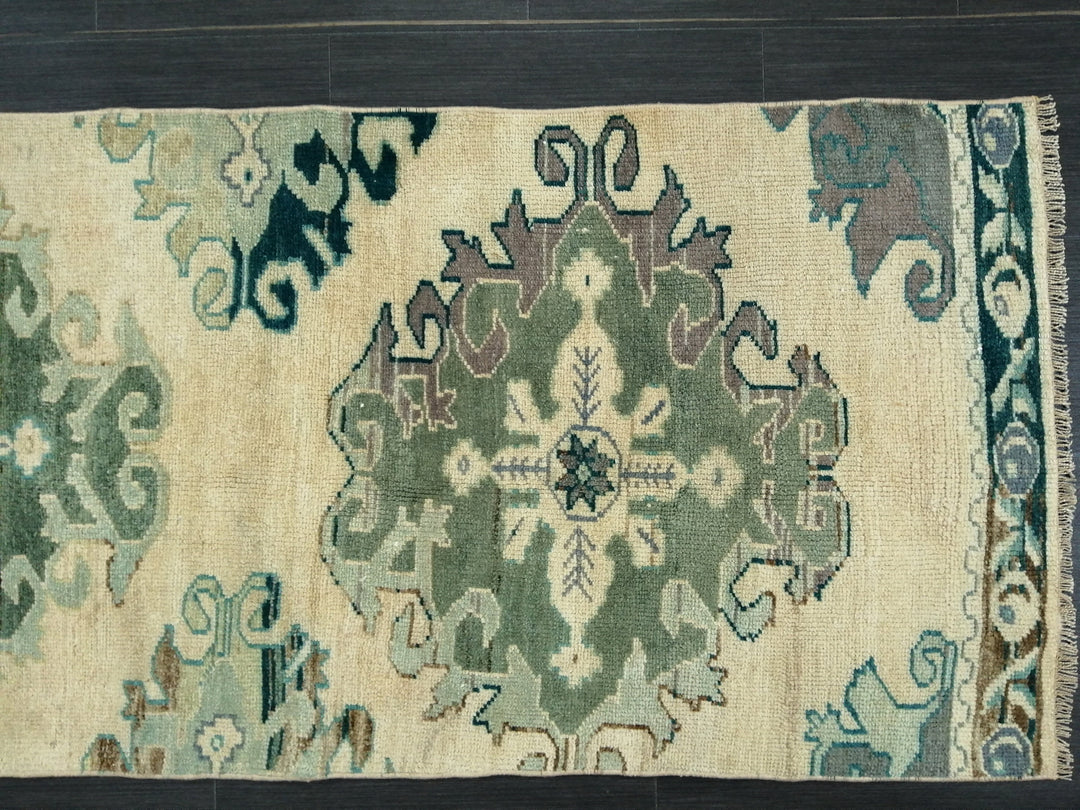 Beige Turkish Runner Rug 2' 6" x 10' 11" Hand-Knotted view