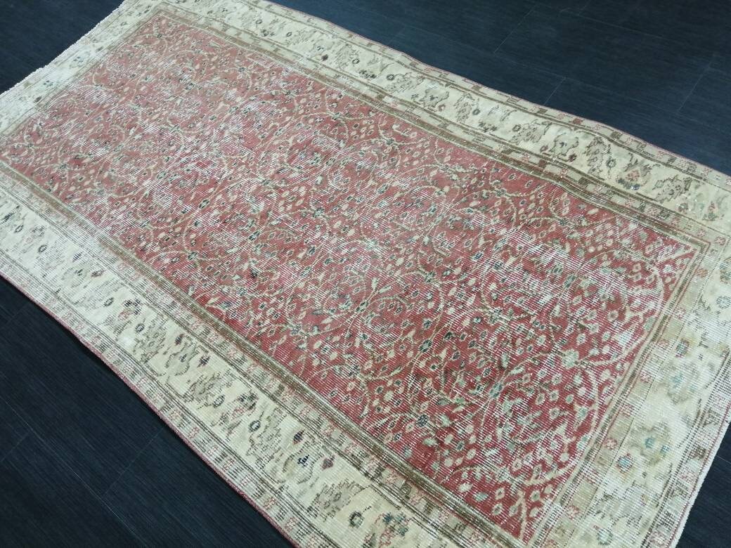 Rust Turkish Runner Rug 3' 8" x 6' 9" Hand-Knotted field