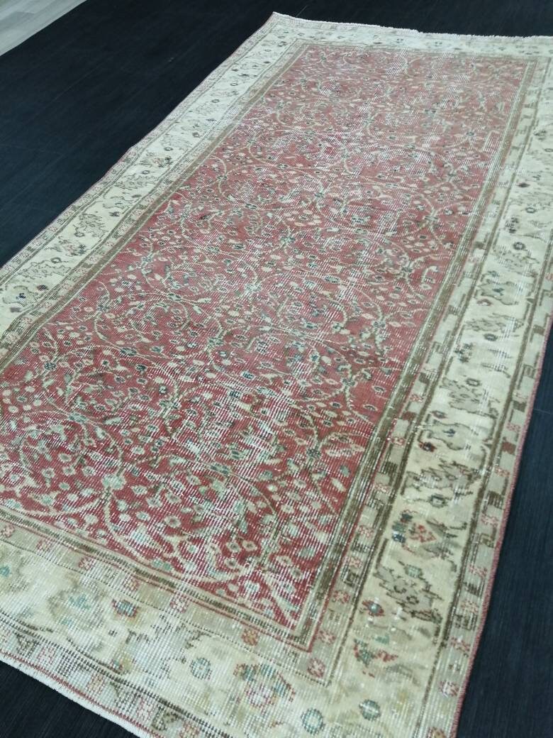 Rust Turkish Runner Rug 3' 8" x 6' 9" Hand-Knotted