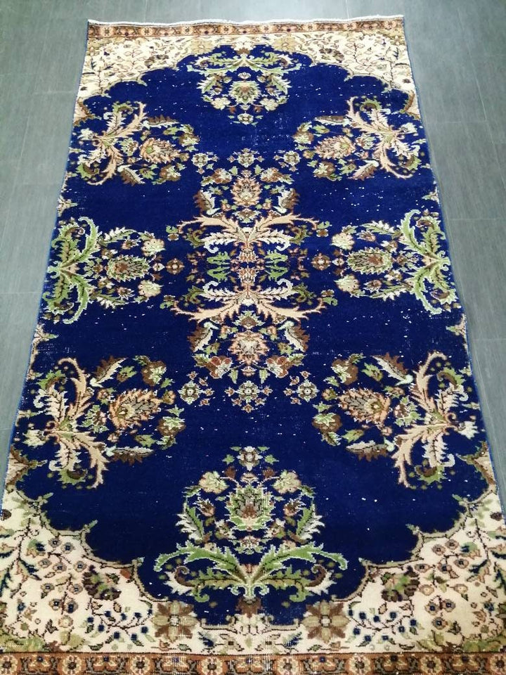 Blue Turkish Oushak Rug 4' 9" x 8' 6" Hand-Knotted | No. WR87623
