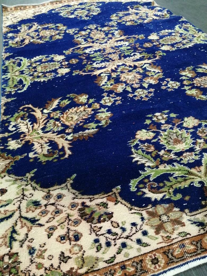 Blue Turkish Oushak Rug 4' 9" x 8' 6" Hand-Knotted | No. WR87623