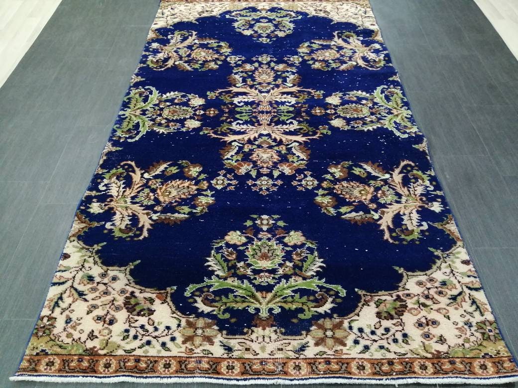 Blue Turkish Oushak Rug 4' 9" x 8' 6" Hand-Knotted | No. WR87623