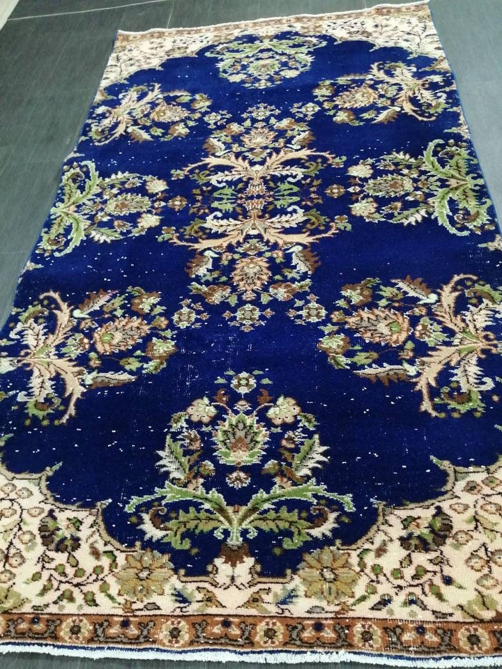 Blue Turkish Oushak Rug 4' 9" x 8' 6" Hand-Knotted | No. WR87623