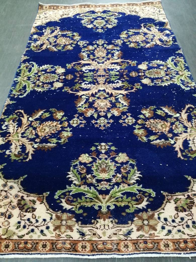 Blue Turkish Oushak Rug 4' 9" x 8' 6" Hand-Knotted | No. WR87623