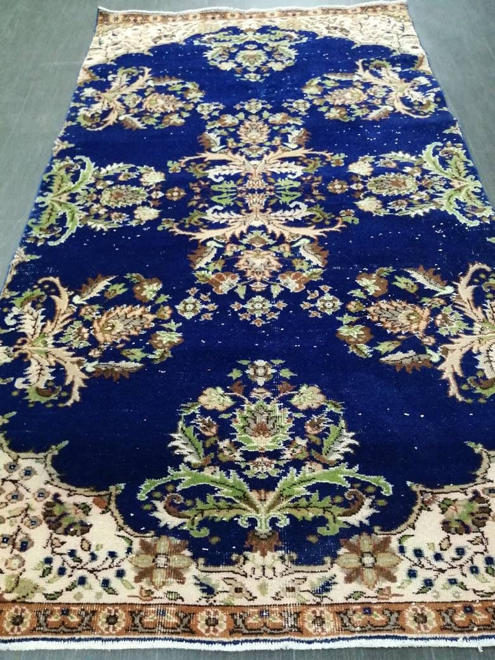 Blue Turkish Oushak Rug 4' 9" x 8' 6" Hand-Knotted | No. WR87623